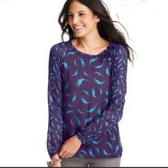 LOFT Tops - 3 FOR $15 LOFT l Feather Print Tie Blouse